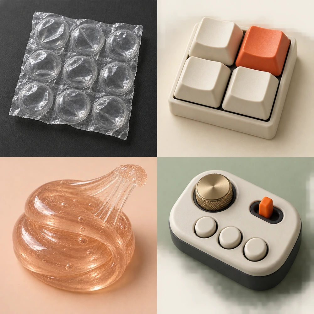 뽁뽁이, 키보드, 슬라임, 피젯
